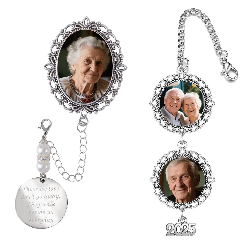 8629 2-Piece Graduation Memorial Photo Charm Sets for Tassel & Wedding